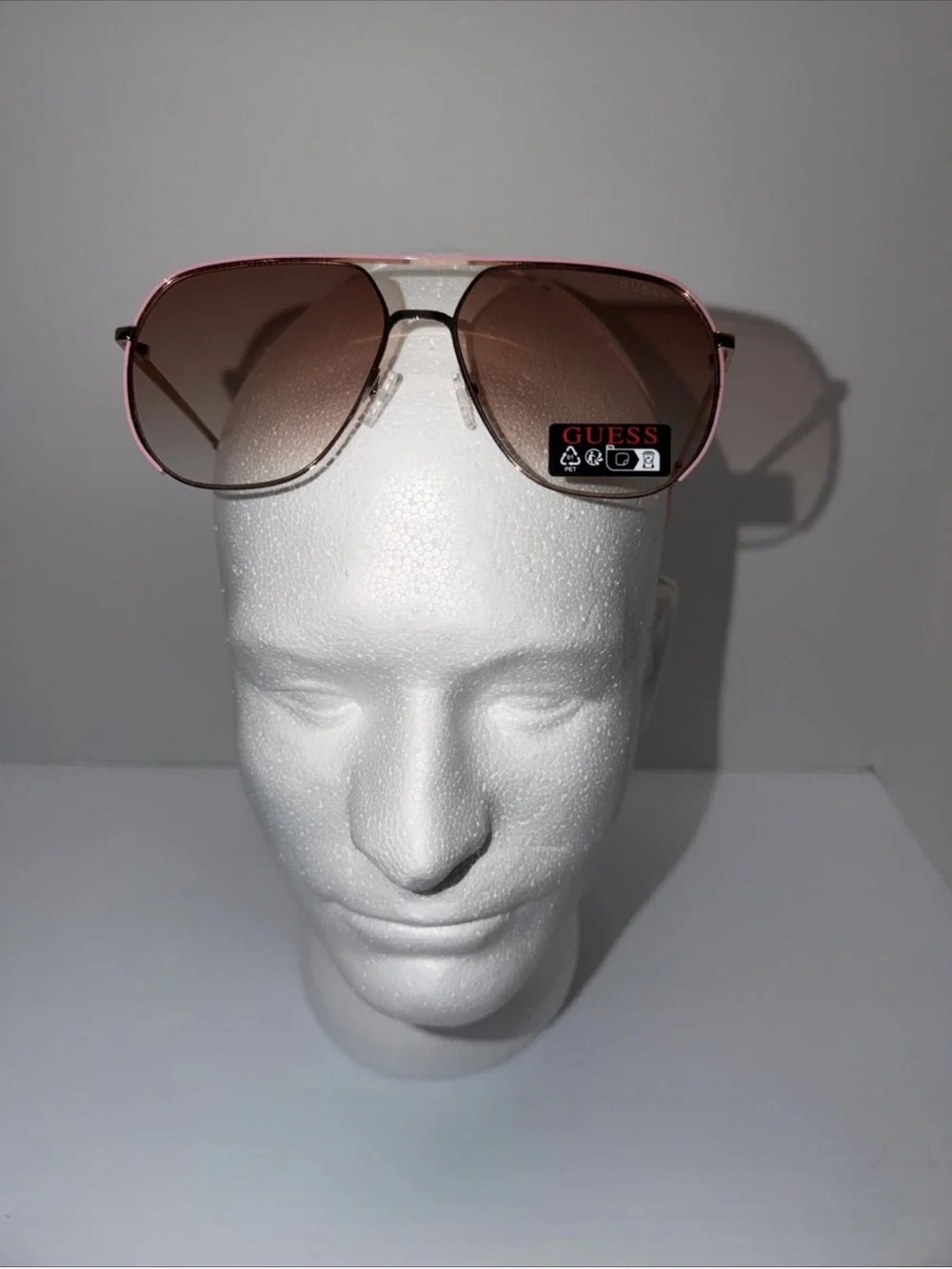 GUESS Pink Frame Brown Gradient Aviator Sunglasses